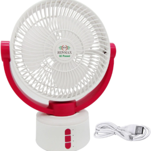 RENMAX Rechargeable Table Fan Desktop Portable with LED Light 3-Speed USB C-Type Rechargeable Dual Li-ion Battery 100° Swing ABS Plastic - 1Pc