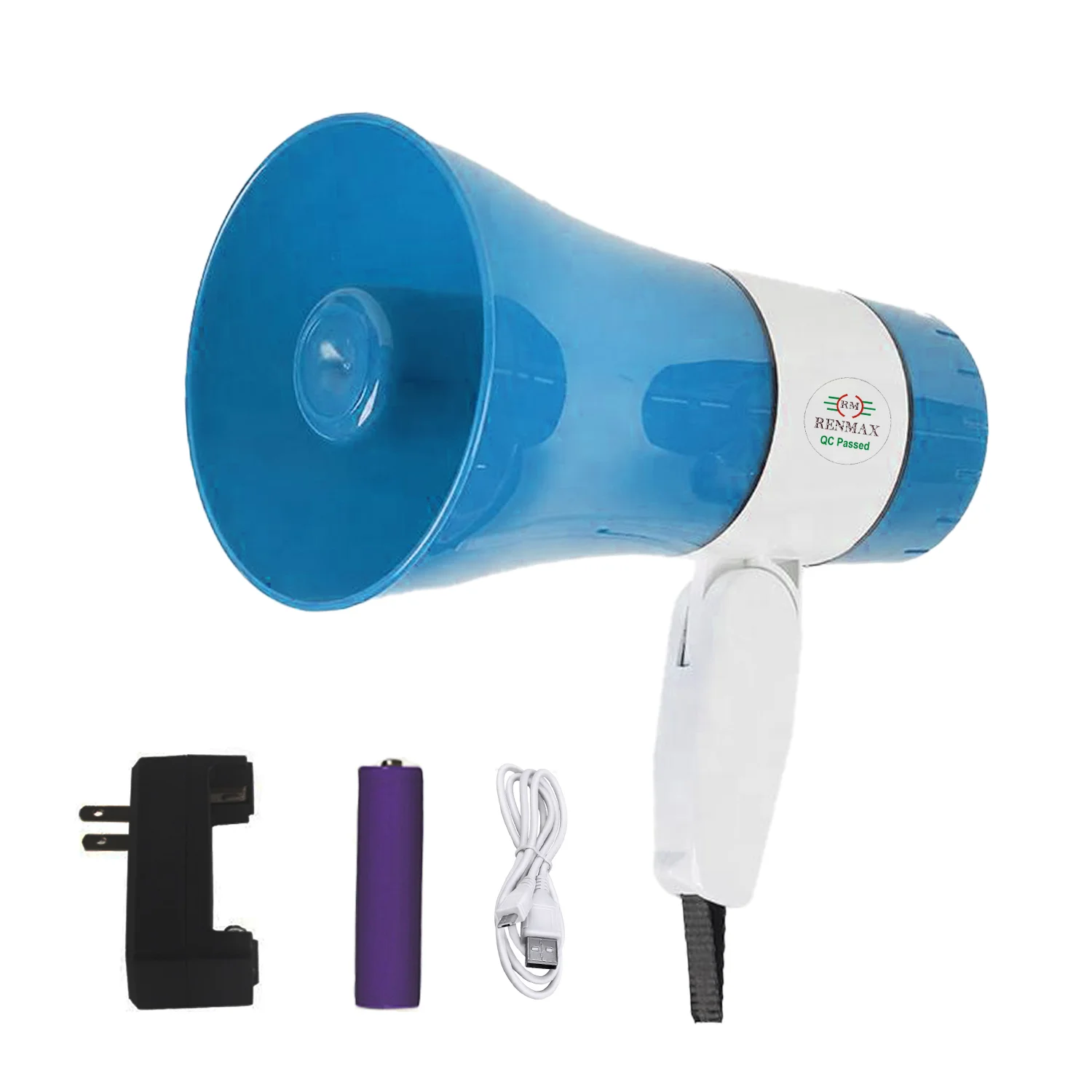 RENMAX Megaphone Speaker Portable Horn Recorder Player Bluetooth PA System Voice Assistance 3-Magic Sounds 14-Multiple Sirens(Gayatri Mantra/Ambulance) ABS Plastic - 1 Pc